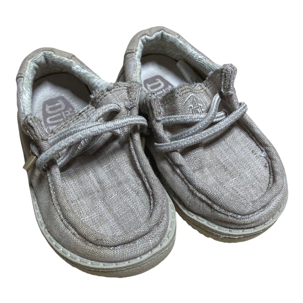 Kids Hey Dude Wally Toddler Shoes Light Tan Canvas Slip on Toddler Size 5